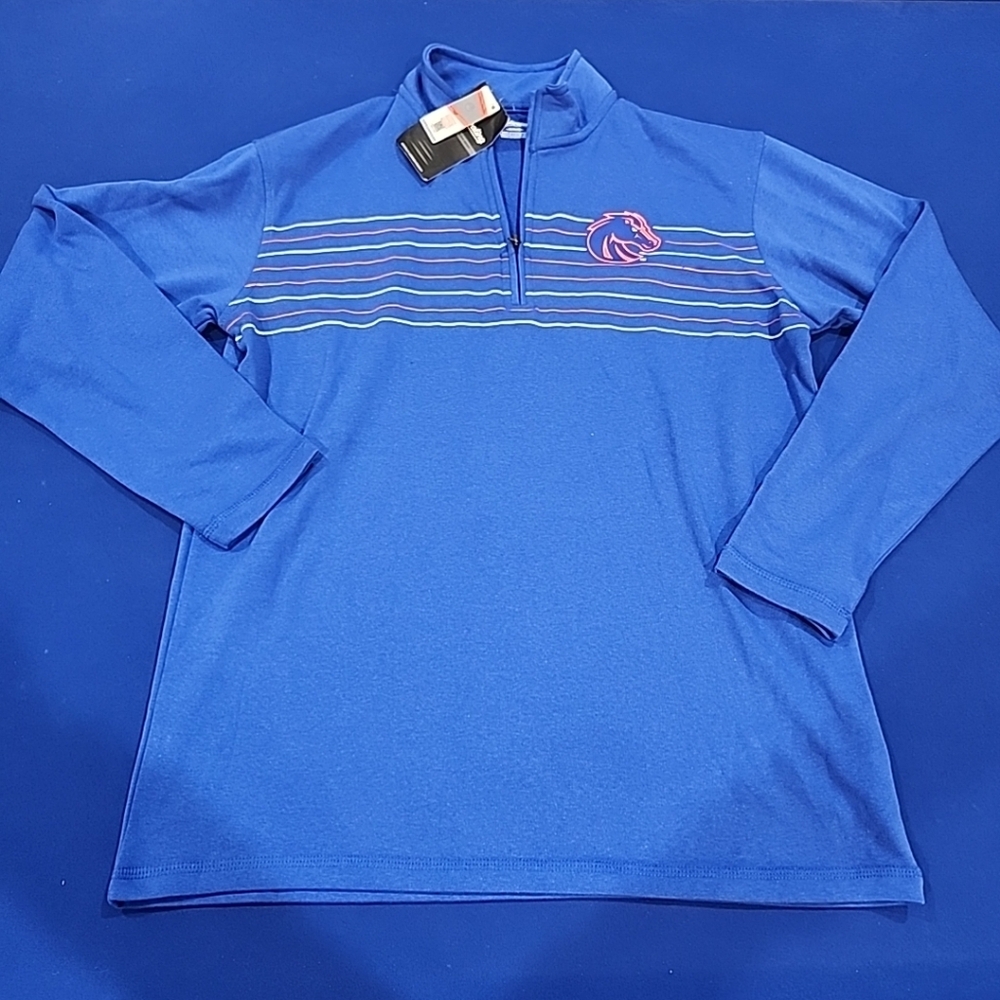 Medium Boise State Broncos Captivating Men's 1/4 Quarter Zip Long Sleeve Shirt